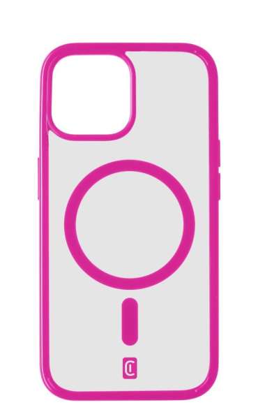 Cellularline Pop Mag Back Cover with Magsafe Support for Apple iPhone 15 Plus, Clear/Pink