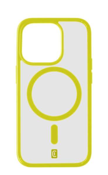 Cellularline Pop Mag Back Cover with Magsafe Support for Apple iPhone 15 Pro Max, Clear/Lime