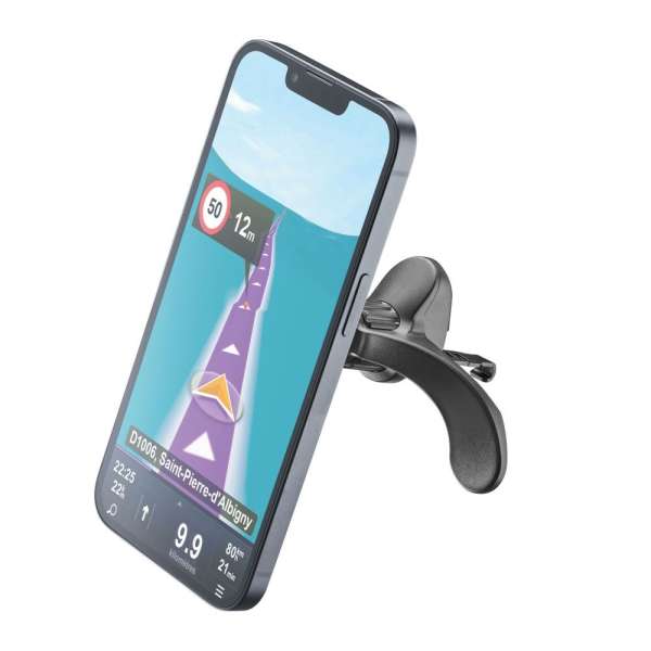 Cellularline Touch Mag Air Vents magnetic holder with attachment to the ventilation grid and MagSafe support, black