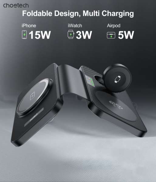 Choetech T616-F 3in1 Wireless Charger Black
