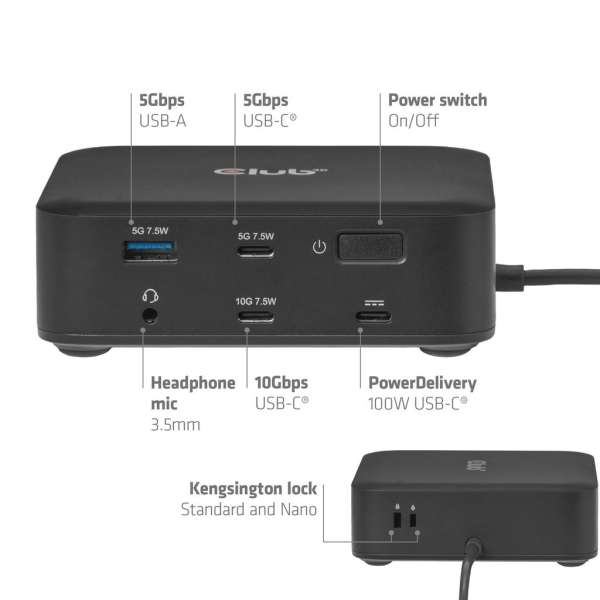 Club3D 12-1 USB-C Quad DisplayLink Docking Station