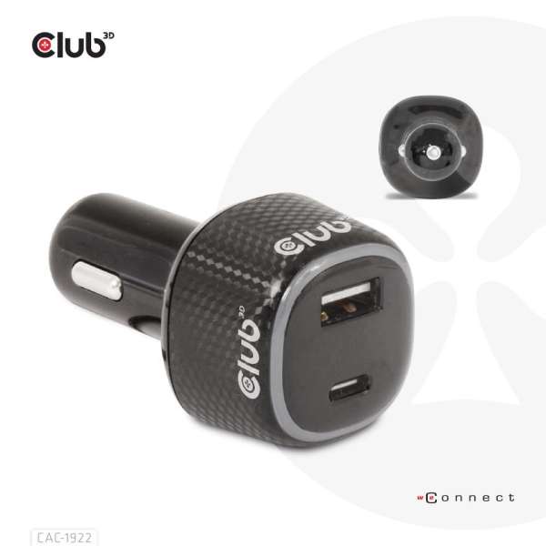 Club3D 63W Notebook/Laptop Power Car Charger Black
