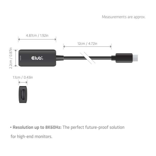 Club3D CAC-2505 USB-C to HDMI 2.1 Adapter 8K60Hz Black