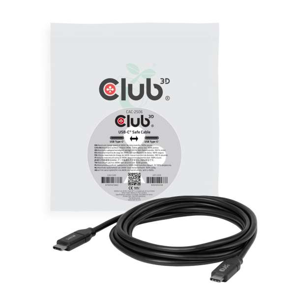 Club3D CAC-2506 USB-C Safe Cable 240W No Data 2m Black