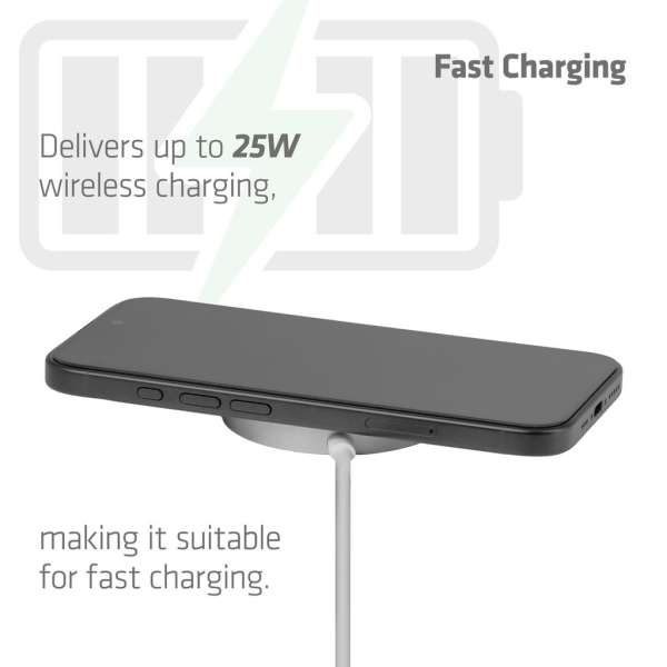 Club3D CAC-3026 Qi2 25W Wireless Charger White Qi Certified MagSafe Compatible Magnetic Pad White