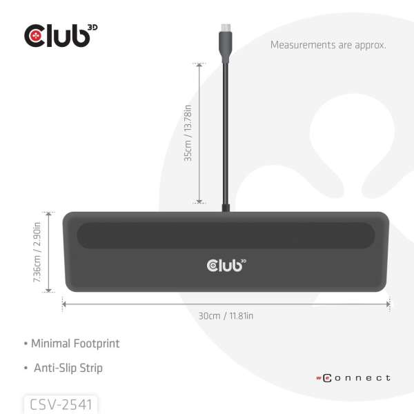 Club3D CSV-2541 12‑1 USB‑C Triple Display PD 100W Docking Station + Charger