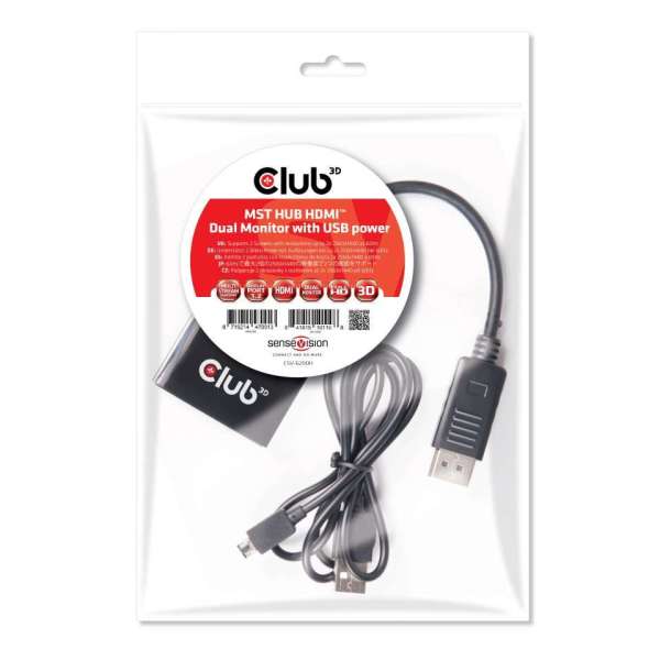 Club3D Multi Stream Transport Hub DisplayPort 1.2 Dual Monitor to HDMI