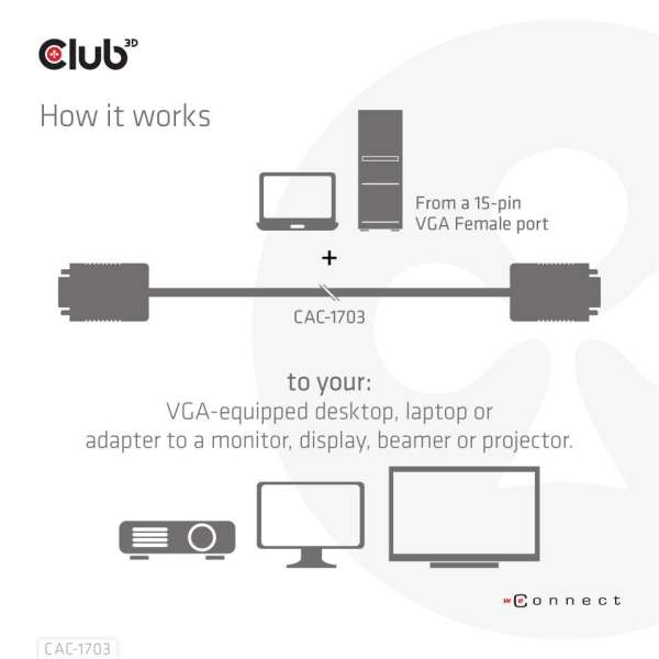 Club3D VGA Bidirectional cable 3m Black