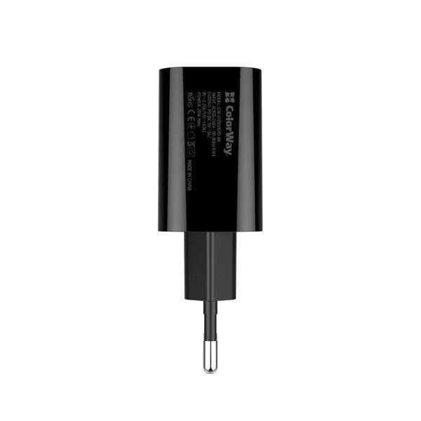 ColorWay Power Delivery Port USB Type-C 20W V2 AC Charger Black