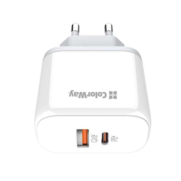 ColorWay USB töltő adapter Power Delivery Port PPS USB (Type-C PD + USB QC3.0) (45W) White