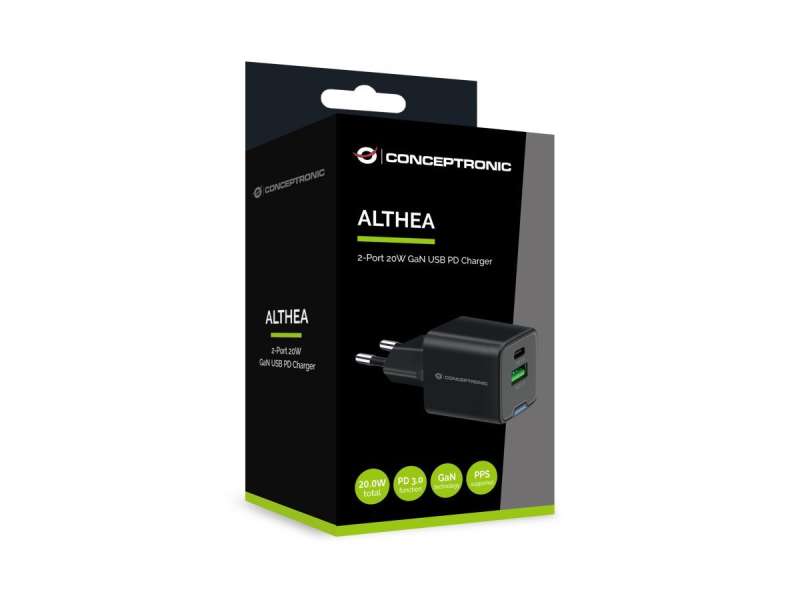 Conceptronic 2-Port 20W USB Charger Black