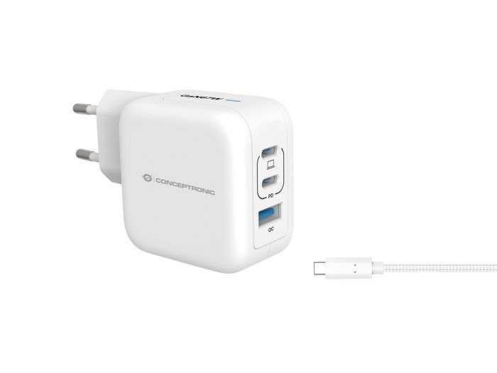 Conceptronic 3-Port 67W USB Charger White
