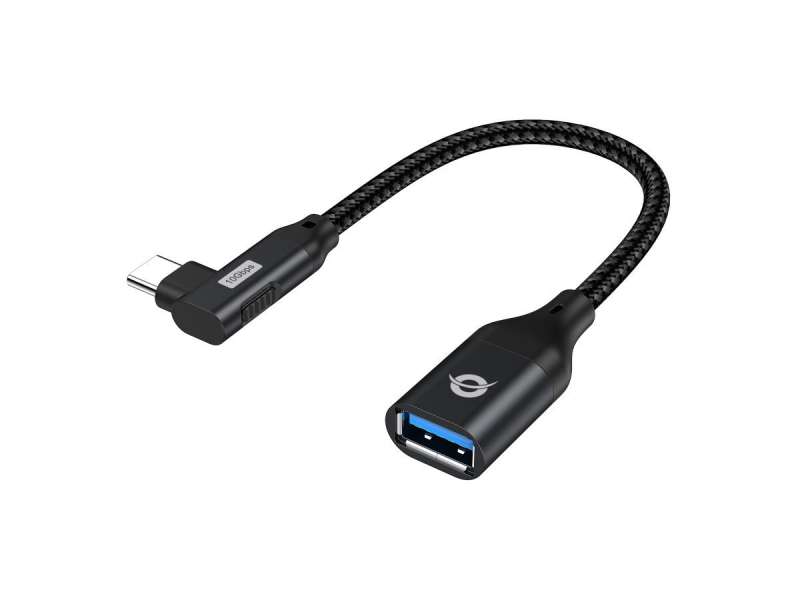 Conceptronic ABBY19B USB-C 90° angled to USB-A OTG Adapter Black
