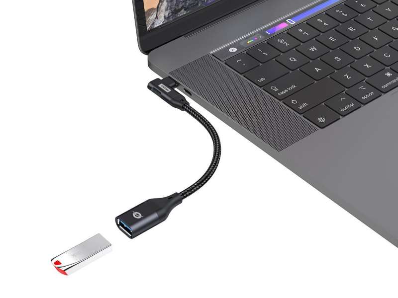Conceptronic ABBY19B USB-C 90° angled to USB-A OTG Adapter Black