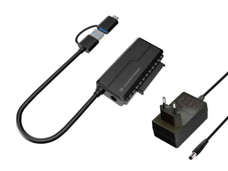 Conceptronic ABBY21B USB to SATA 3.0 Adapter with Power Adapter 2.5"/3.5" SATA HDD/SSD