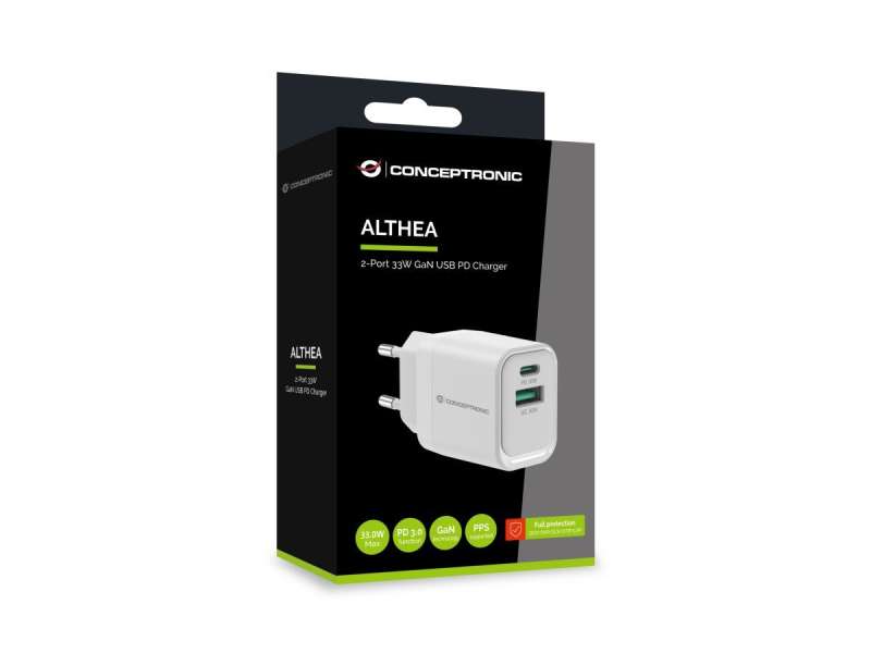 Conceptronic ALTHEA19W33 2-Port 33W GaN USB PD Charger White