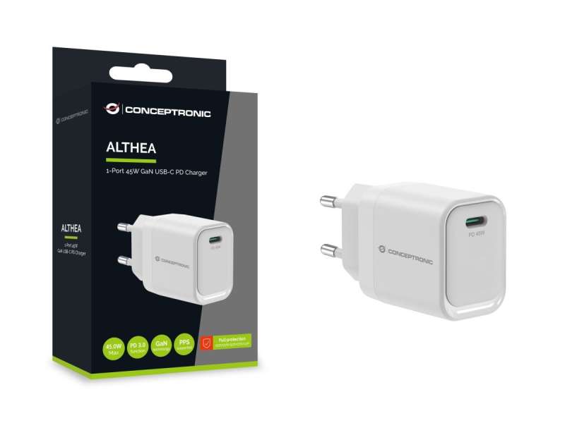 Conceptronic ALTHEA19W45 1-Port 45W GaN USB-C PD Charger White