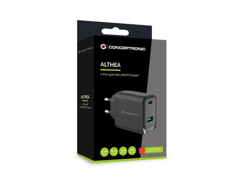 Conceptronic ALTHEA20B45 2-Port 45W GaN USB PD Charger