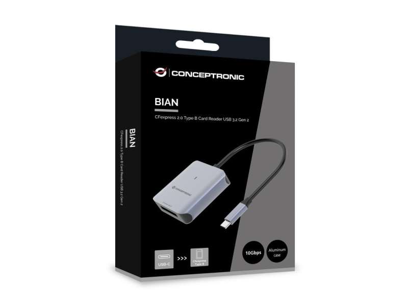 Conceptronic BIAN08G CFexpress 2.0 Type B Card Reader USB 3.2 Gen 2 Grey