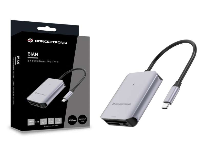 Conceptronic BIAN09G 3-in-1 Card Reader Grey