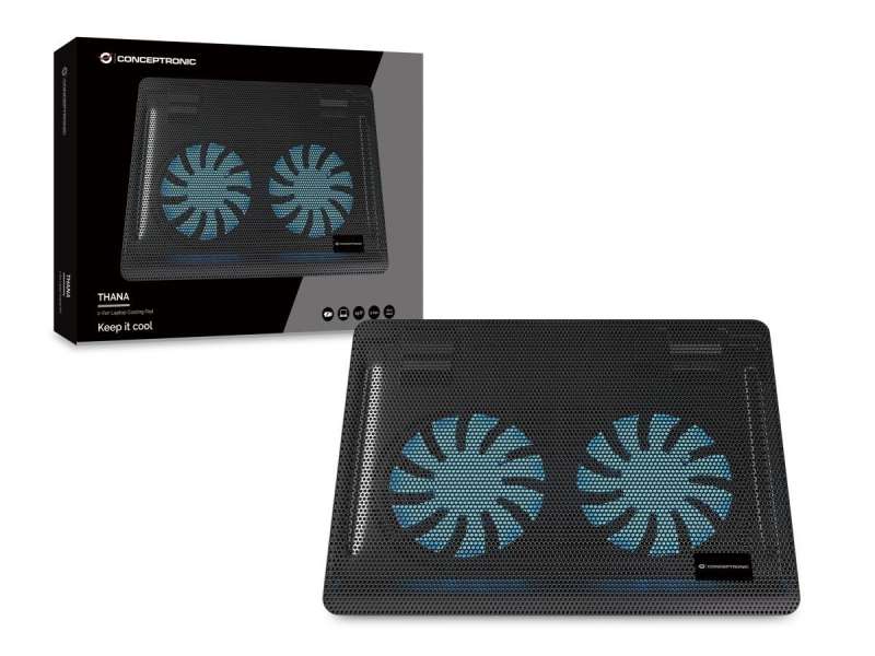 Conceptronic CNBCOOLPAD2F 2 ventilátoros laptop hűtőpad Black