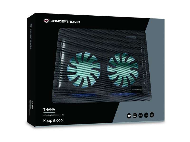 Conceptronic CNBCOOLPAD2F 2 ventilátoros laptop hűtőpad Black