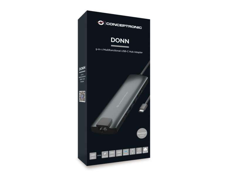 Conceptronic DONN06G 9in1 USB3.2 Gen 1 Docking Station Grey
