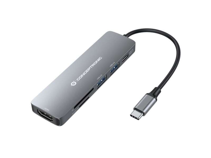 Conceptronic DONN11G 6in1 USB3.2 Gen 1 Docking Station Grey