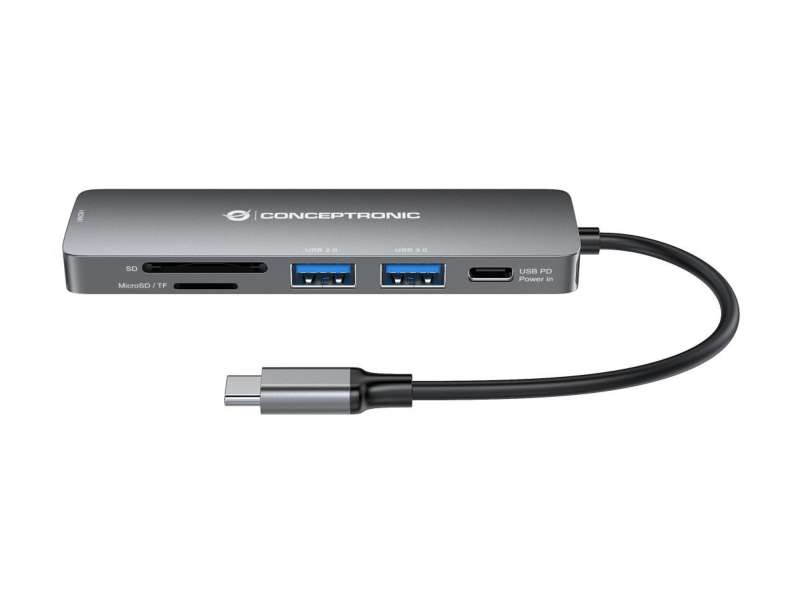 Conceptronic DONN11G 6in1 USB3.2 Gen 1 Docking Station Grey