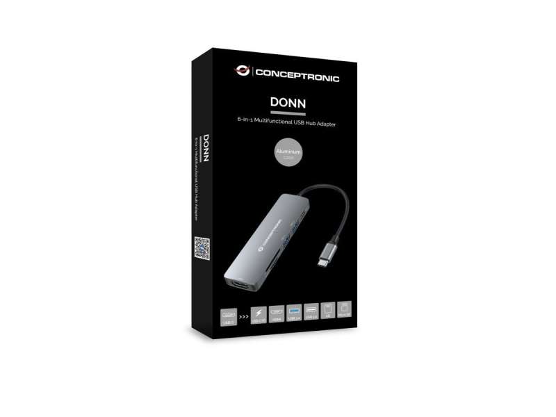 Conceptronic DONN11G 6in1 USB3.2 Gen 1 Docking Station Grey