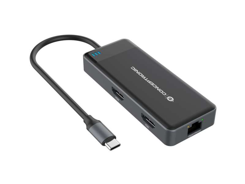 Conceptronic DONN14G 7-in-1 USB 3.2 Gen 1 Docking Station Grey