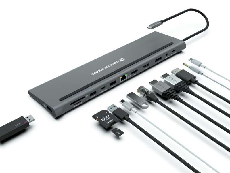 Conceptronic DONN17G 12-in-1 USB 3.2 Gen 1 Docking Station Grey