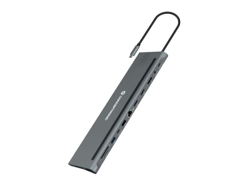Conceptronic DONN17G 12-in-1 USB 3.2 Gen 1 Docking Station Grey