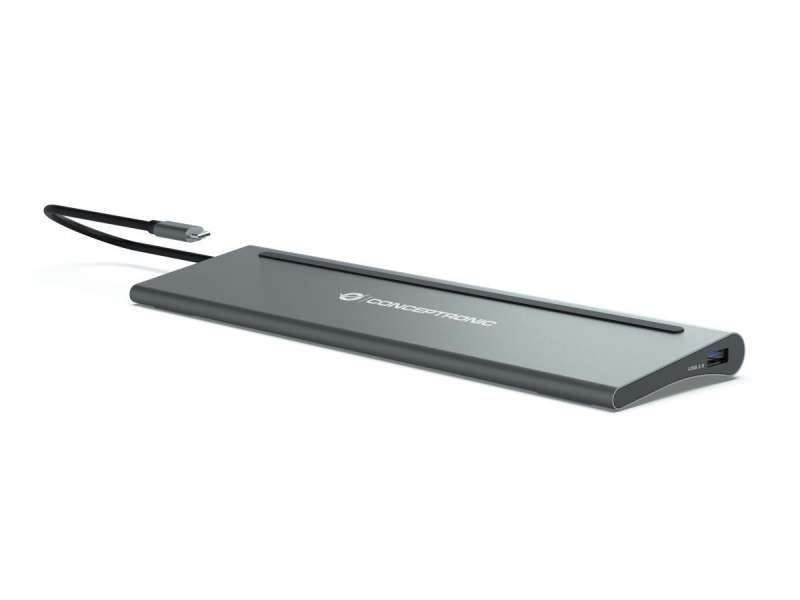 Conceptronic DONN17G 12-in-1 USB 3.2 Gen 1 Docking Station Grey
