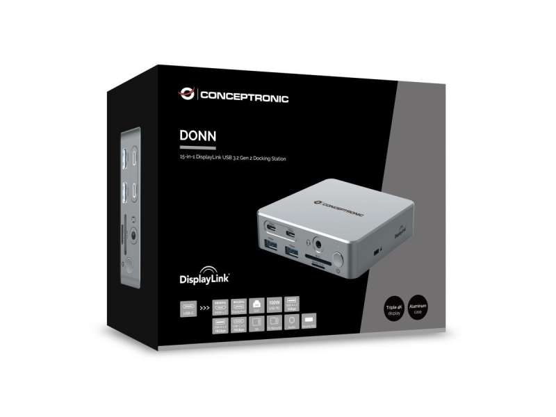 Conceptronic DONN25G 15-in-1 DisplayLink Docking Station