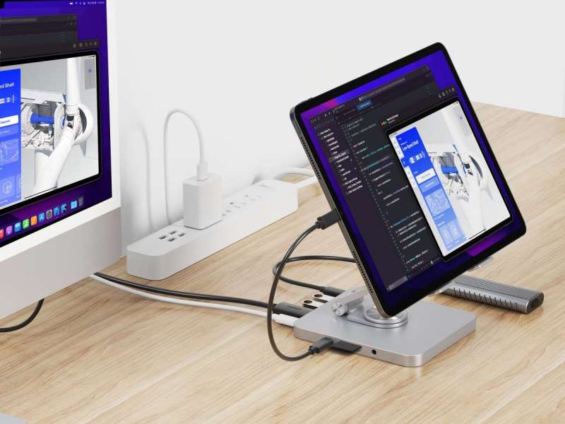 Conceptronic DONN26G Tablet Stand with 8-in-1 USB 3.2 Gen 1 Docking Station