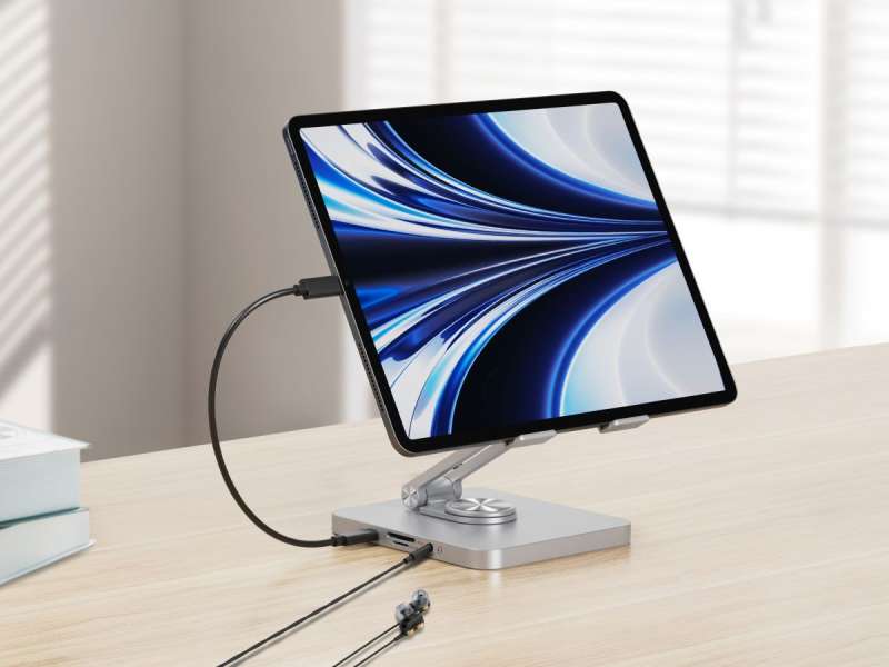 Conceptronic DONN26G Tablet Stand with 8-in-1 USB 3.2 Gen 1 Docking Station