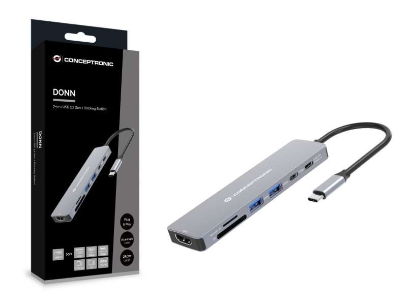 Conceptronic DONN28G 7-in-1 USB 3.2 Gen 1 Docking Station