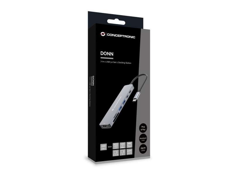 Conceptronic DONN28G 7-in-1 USB 3.2 Gen 1 Docking Station