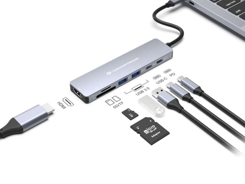 Conceptronic DONN28G 7-in-1 USB 3.2 Gen 1 Docking Station