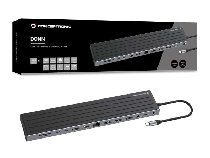 Conceptronic DONN32B 14-in-1 USB 3.2 Gen 1 Docking Station