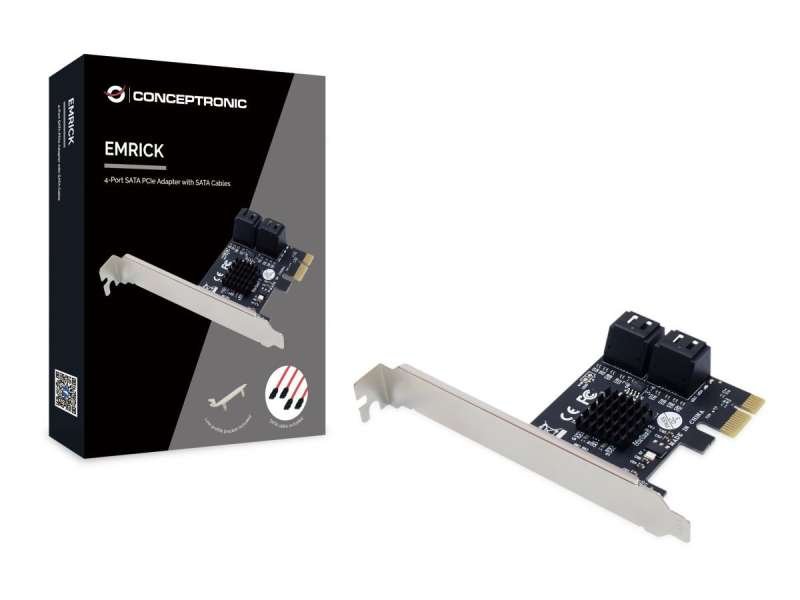 Conceptronic EMRICK03G 4-Port SATA PCIe Card with SATA Cables