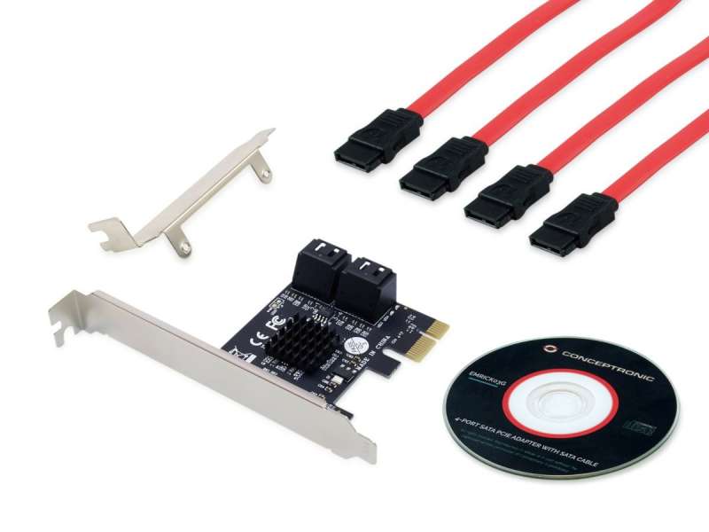 Conceptronic EMRICK03G 4-Port SATA PCIe Card with SATA Cables