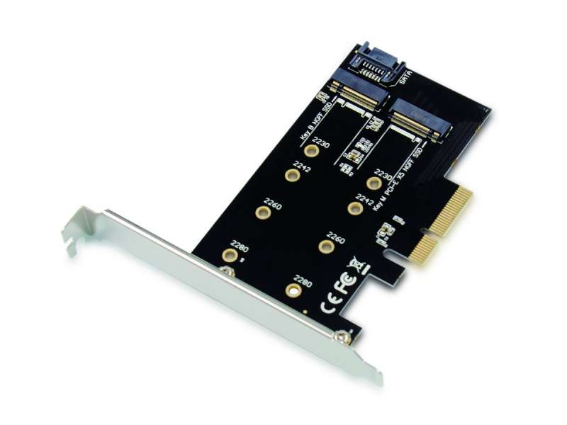 Conceptronic EMRICK04B 2-in-1 M.2 PCIe Card, M.2 SATA x 1, M.2 NVMe x 1