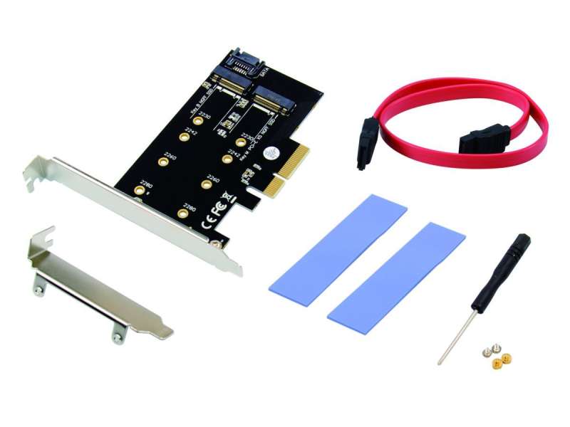 Conceptronic EMRICK04B 2-in-1 M.2 PCIe Card, M.2 SATA x 1, M.2 NVMe x 1