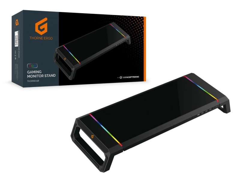 Conceptronic Ergo Gaming Monitor Stand with USB Hub Black