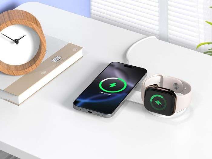 Conceptronic GORGON04W 25W 2-in-1 Foldable Magnetic Qi2 25W Wireless Charger White