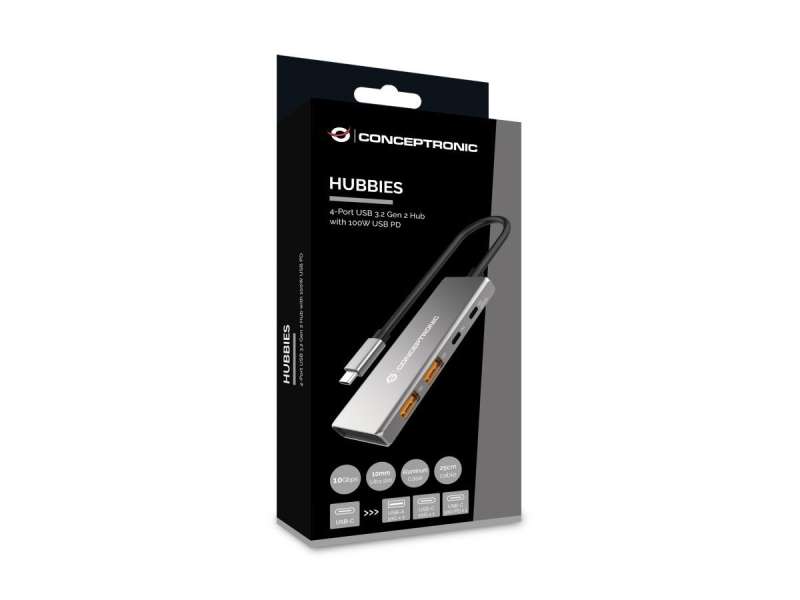 Conceptronic HUBBIES15G 4-Port USB3.2 Gen 2 Hub Grey
