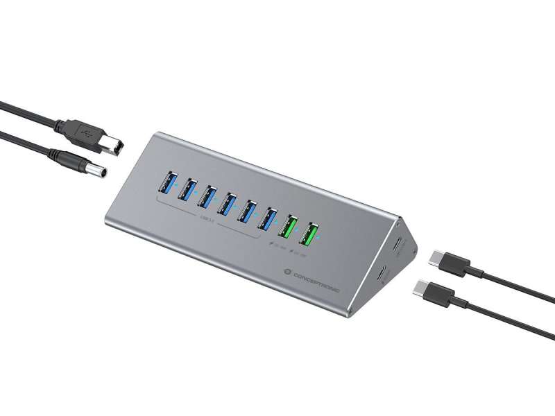 Conceptronic HUBBIES17G 10-Port USB3.2 Gen 2 Hub Grey