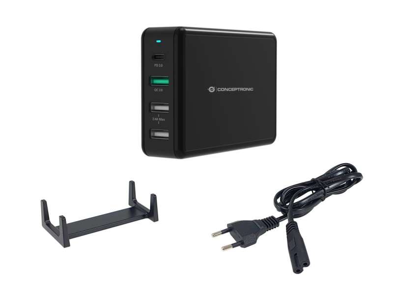 Conceptronic OZUL01B 65W 4-Port Desktop USB PD Charger